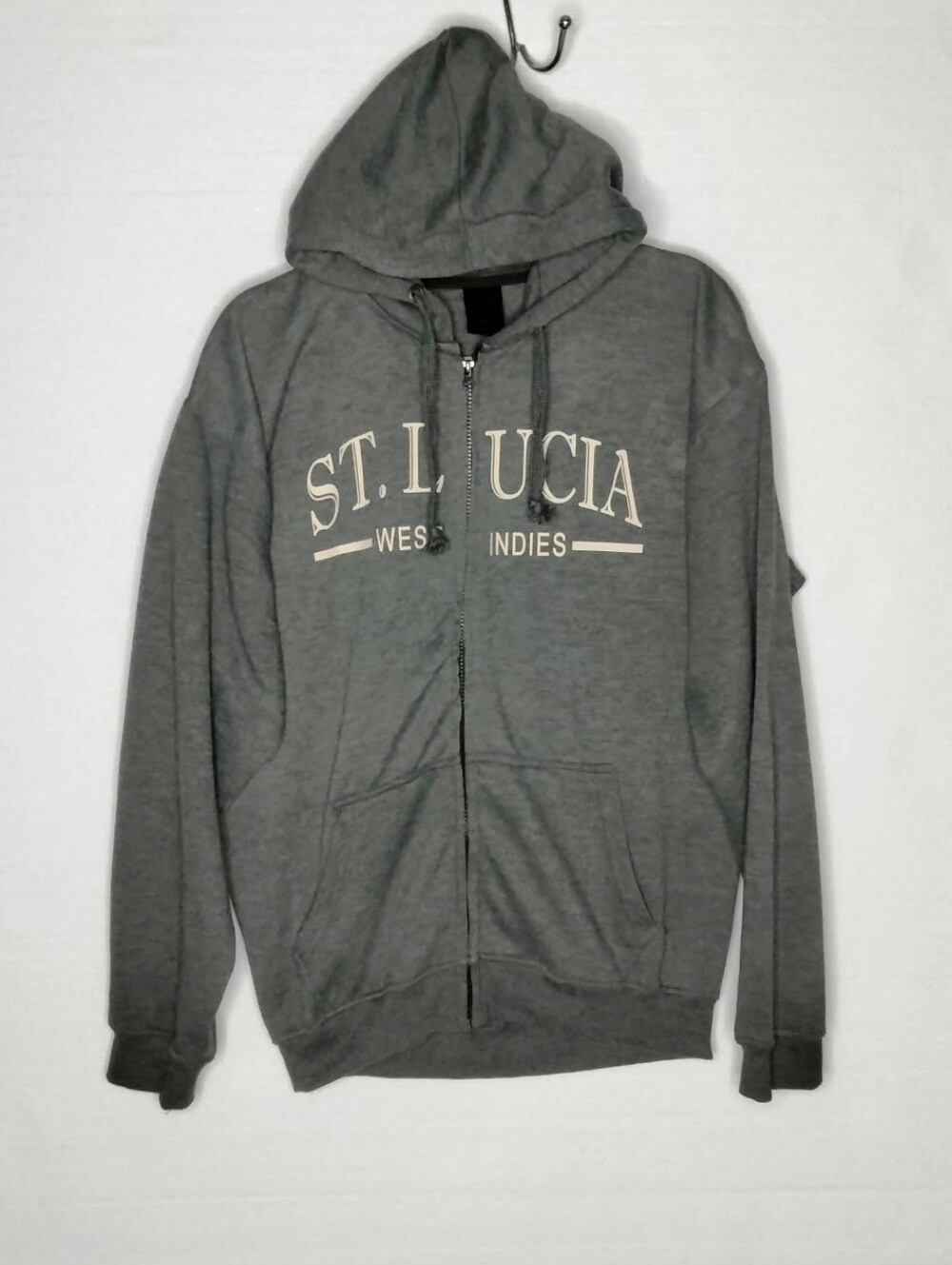 St. Lucia Grey Zip Hoodie - Men Size Large